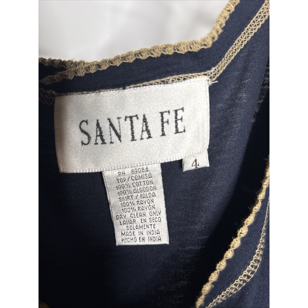 Vintage 90s Santa Fe Empire Waist Midi Dress Sz 4 Cotton Rayon Gold Geometric - Picture 6 of 12